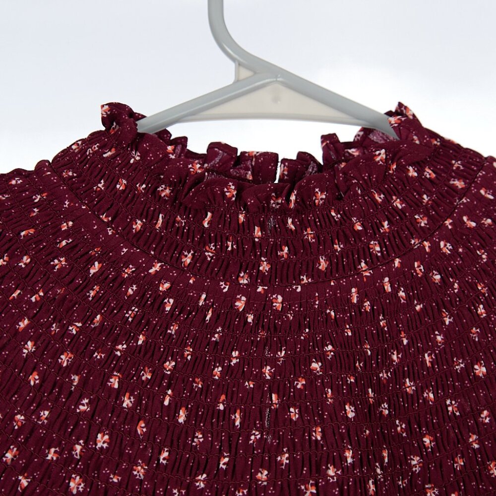 LOFT Ruffle Smocked Long Sleeve Yoke Blouse Women's Small NWT - Picture 3 of 9